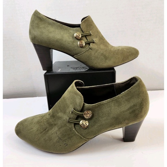Rialto Smith Suede Shooties Ankle Booties Womens Sz 9 M Green Academia Military - Picture 1 of 13